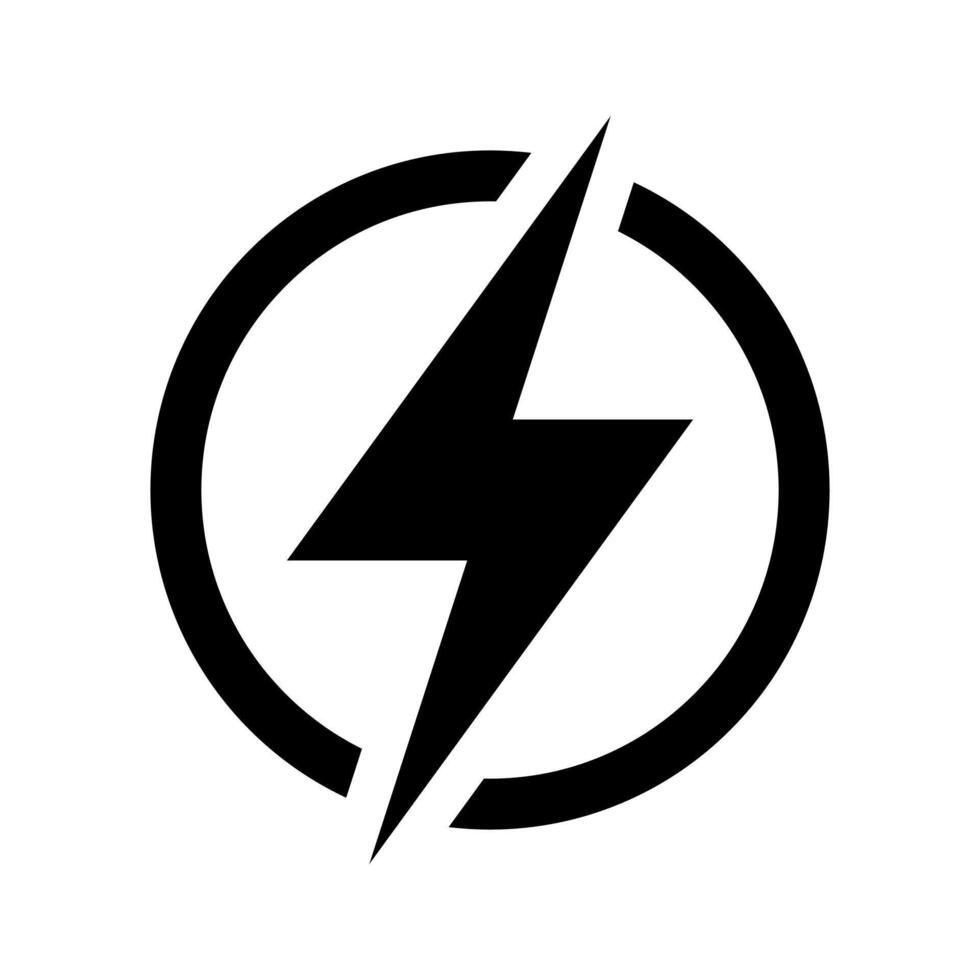 Lightning, electric power vector icon. Energy and thunder electricity symbol. Lightning bolt sign in the circle.