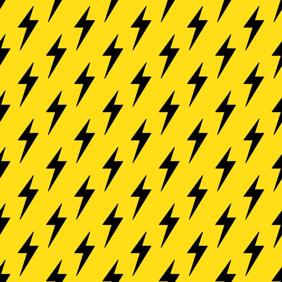Lightning bolts Seamless Pattern. Yellow and Black repeating background. vector