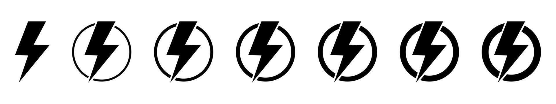 Lightning, electric power vector icon. Energy and thunder electricity symbol. Lightning bolt sign in the circle.