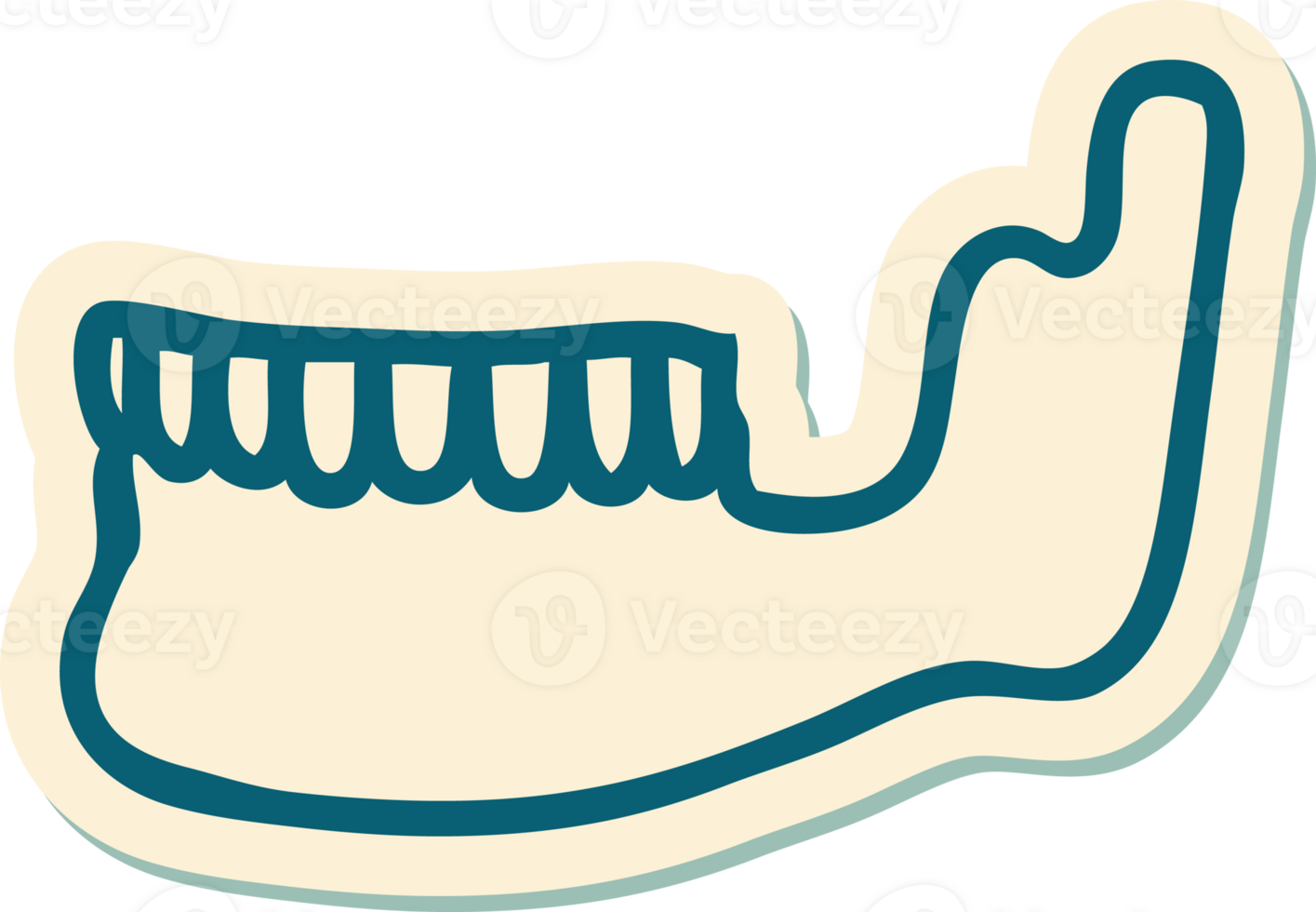 sticker of tattoo in traditional style of a skeleton jaw png