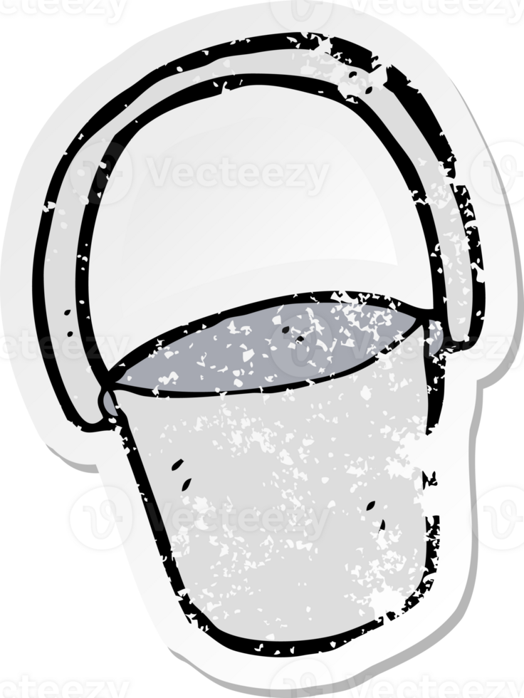 retro distressed sticker of a cartoon bucket png