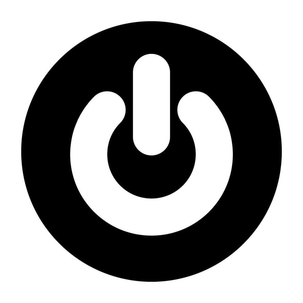 A solid design icon of power button vector