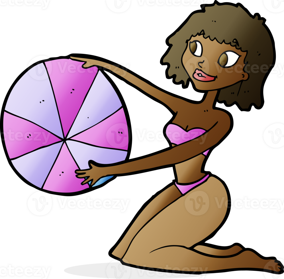 cartoon bikini girl with beach ball png