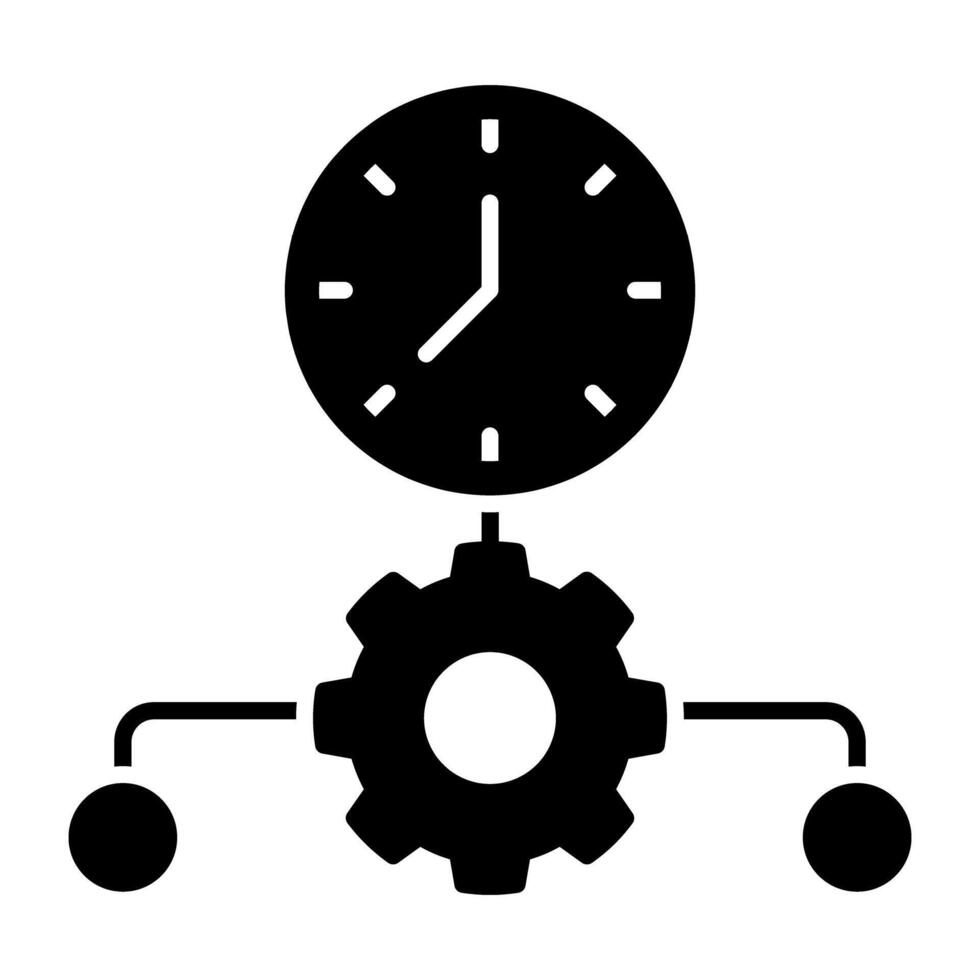 Vector design of time management, clock inside gear