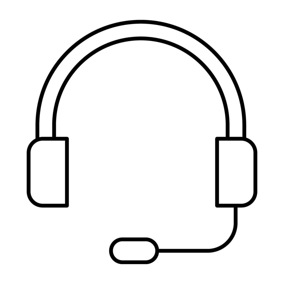 A linear design icon of headphones with mic vector