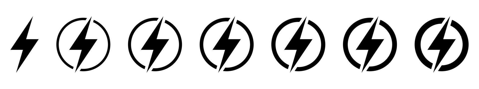 Lightning, electric power vector icon. Energy and thunder electricity symbol. Lightning bolt sign in the circle.