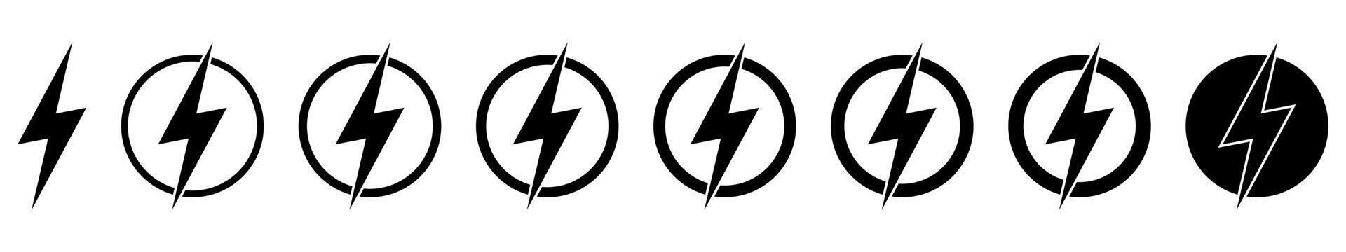 Lightning, electric power vector icon. Energy and thunder electricity symbol. Lightning bolt sign in the circle.