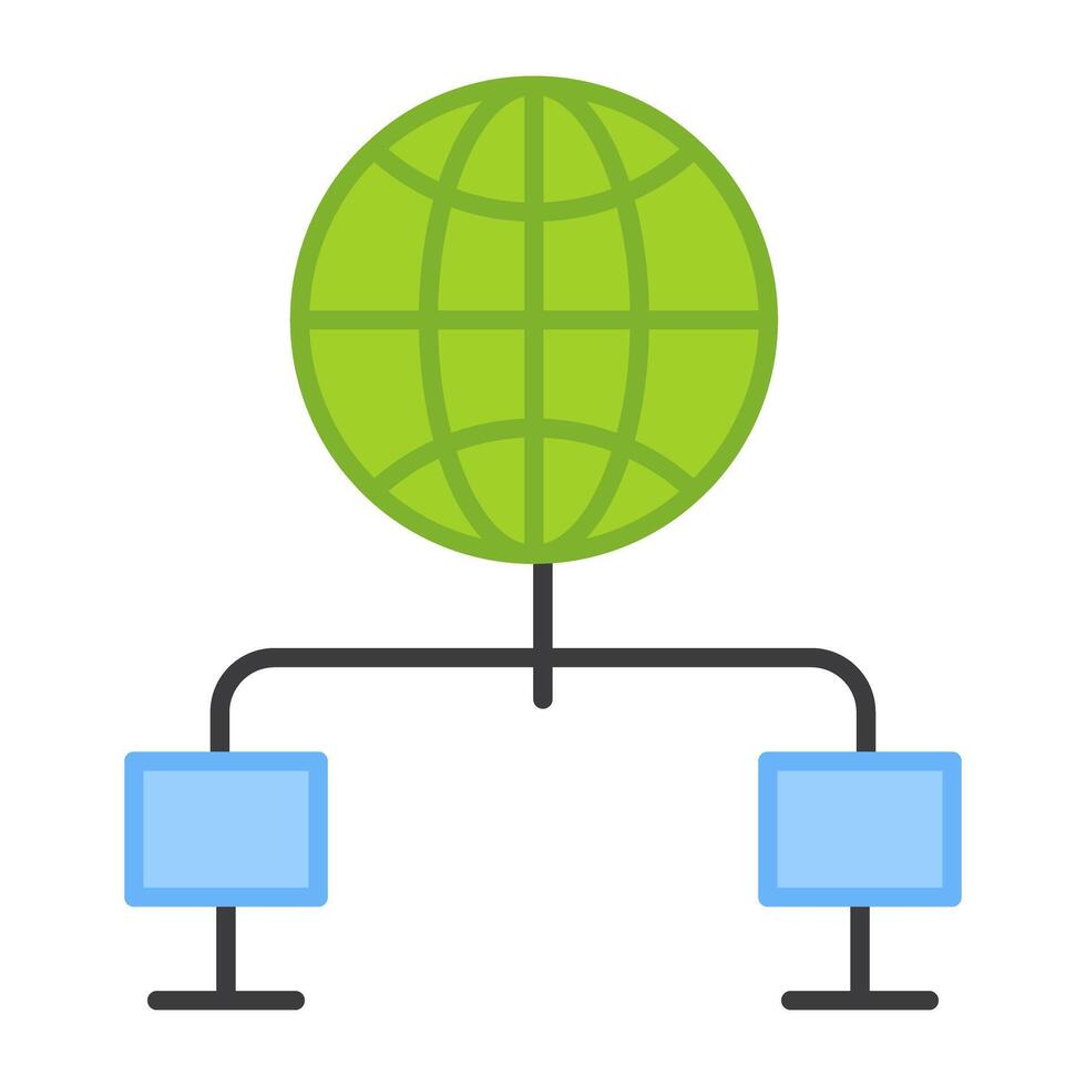Monitors connected with globe, icon of global devices vector