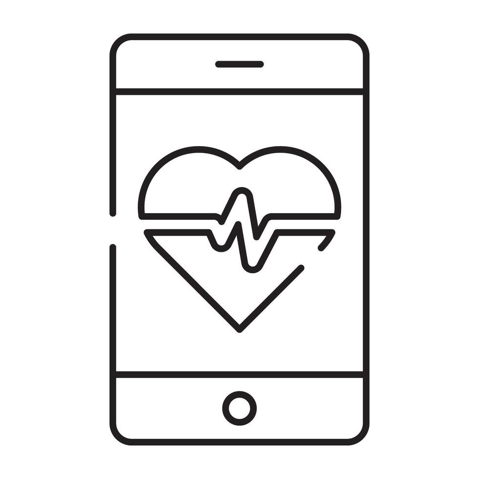 móvil cuidado de la salud aplicación icono en lineal diseño vector