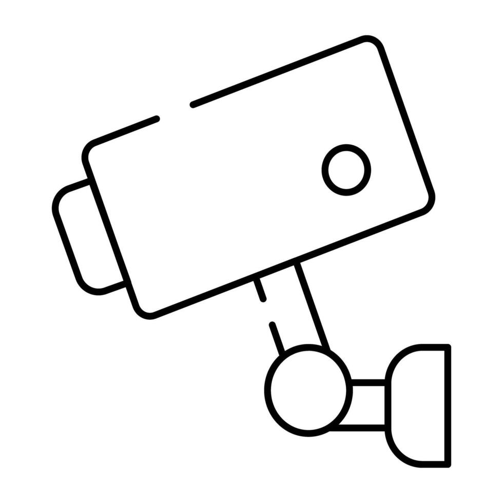A street surveillance camera icon, linear design of CCTV camera vector