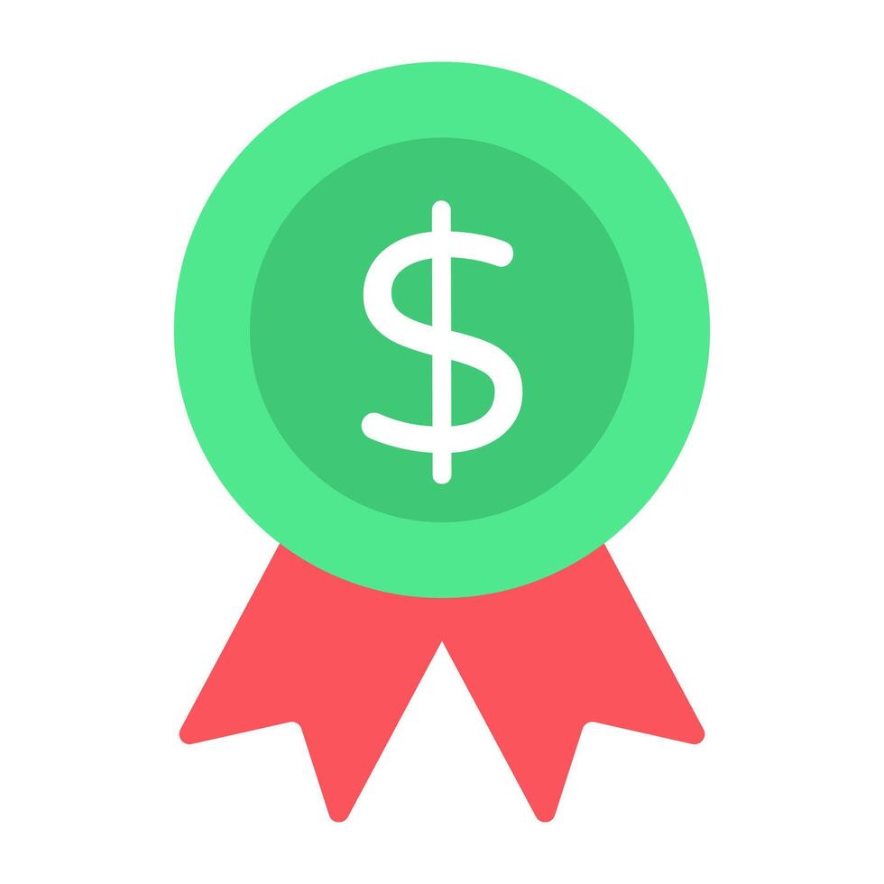 Dollar on emblem, flat design of financial badge icon vector