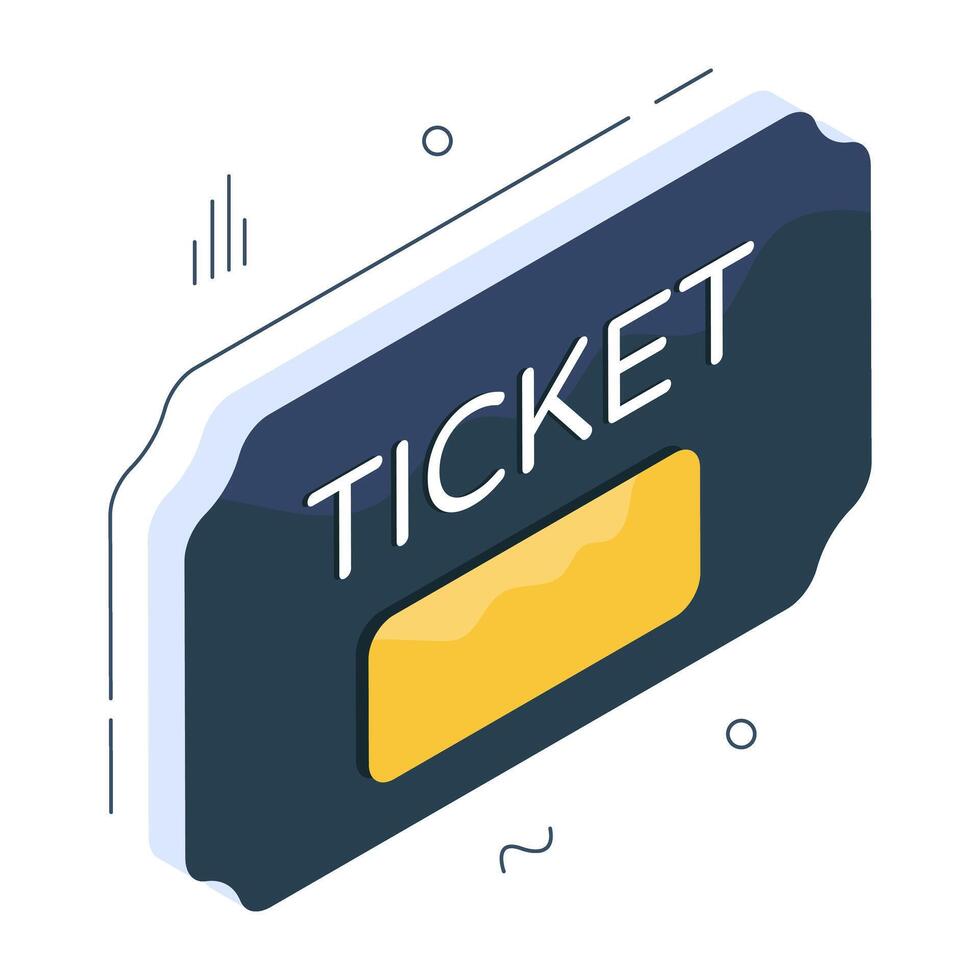 An isometric design icon of ticket isolated on white background vector