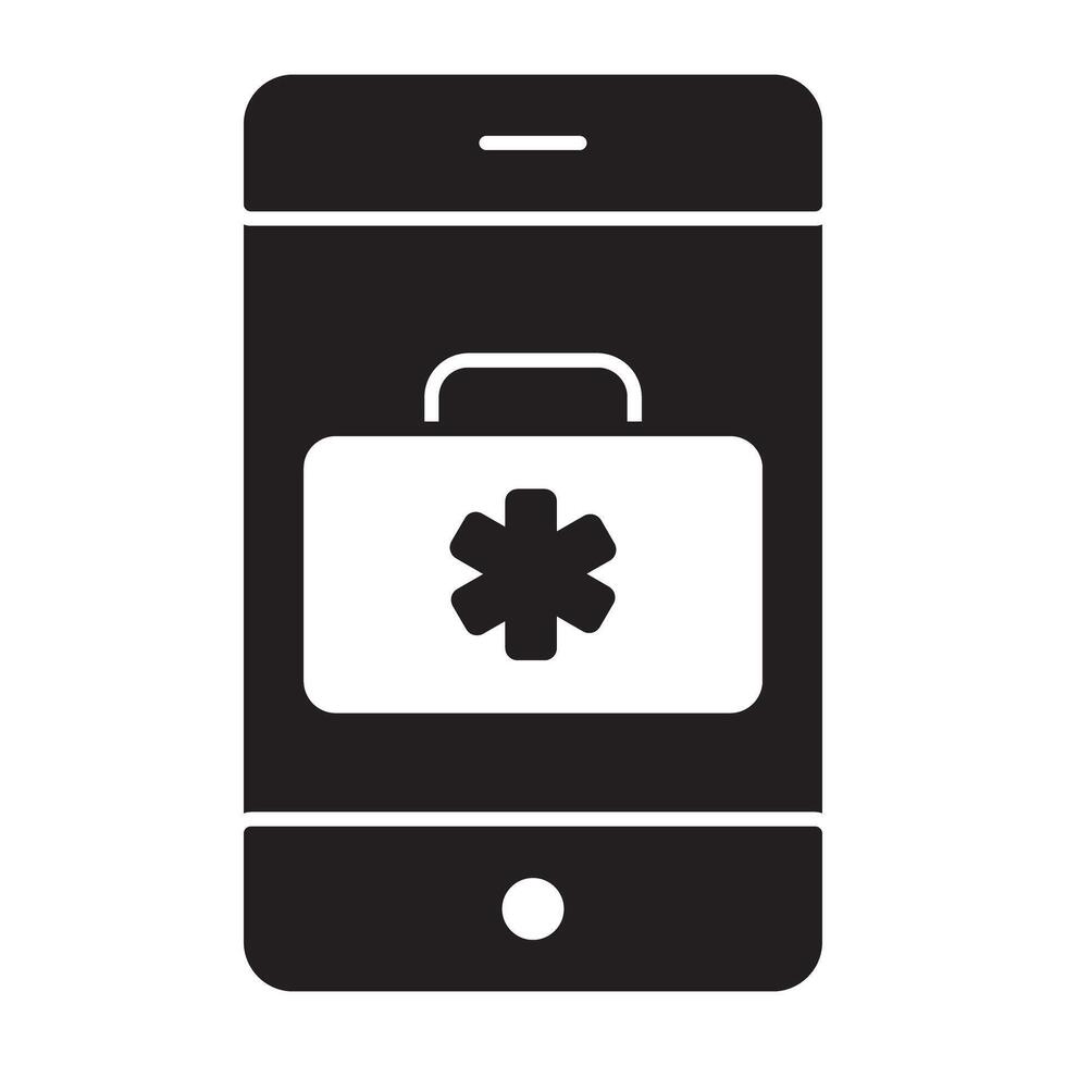 Mobile healthcare icon in solid design vector