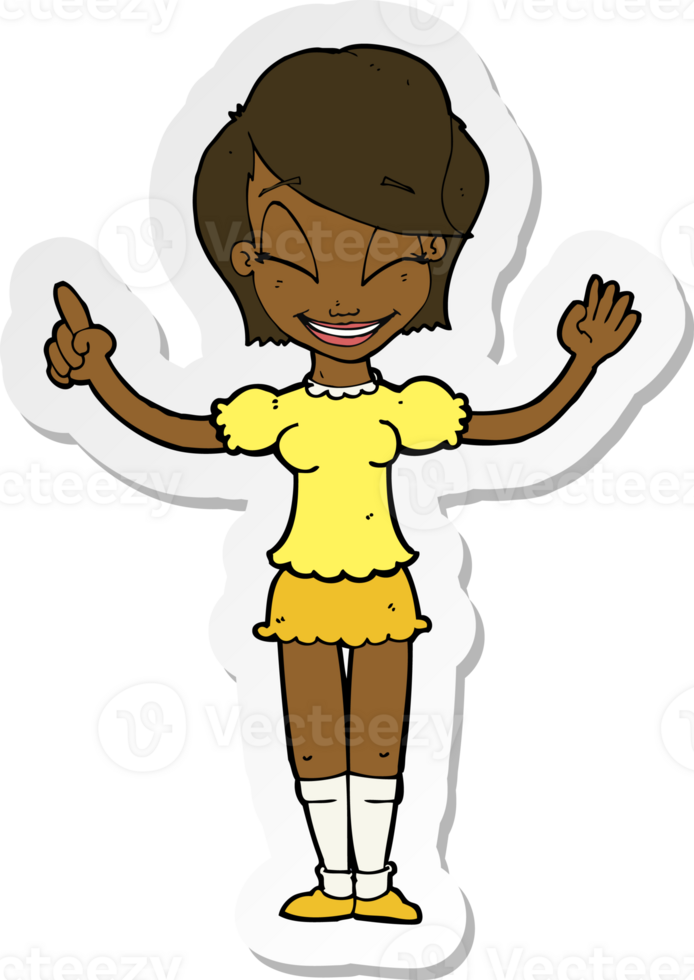 sticker of a cartoon pretty girl with idea png