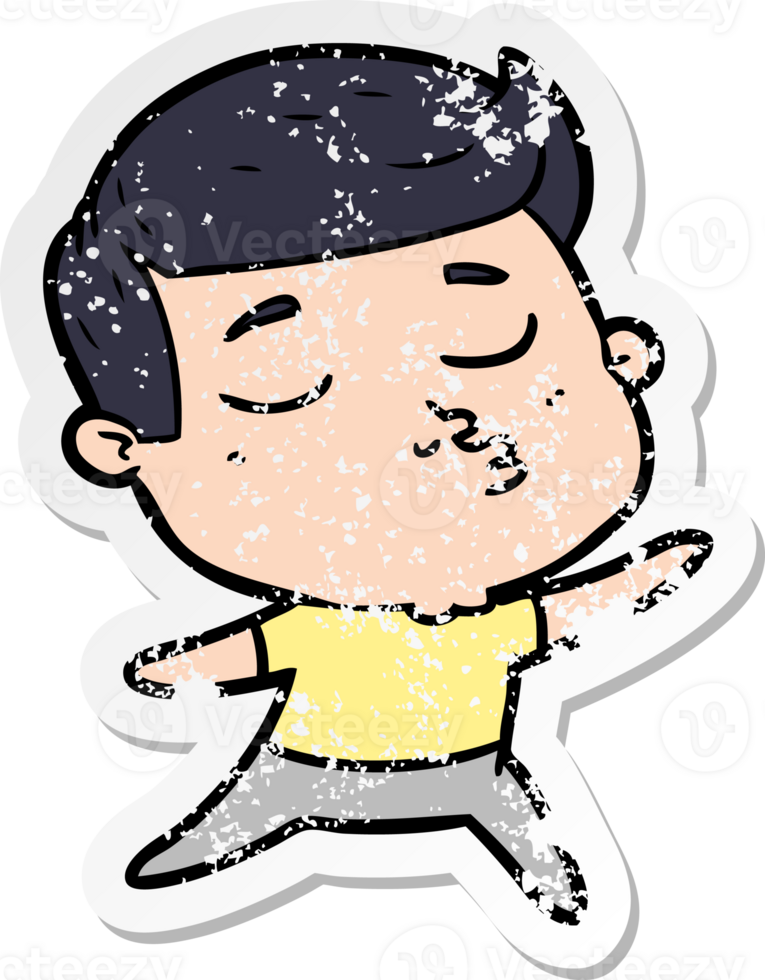 distressed sticker of a cartoon model guy pouting png