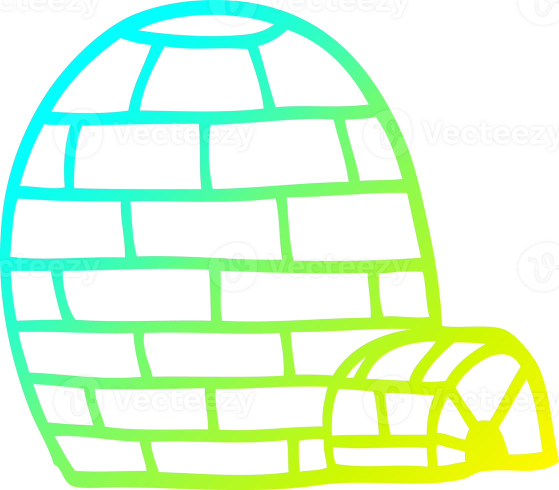 cold gradient line drawing of a cartoon ice igloo png