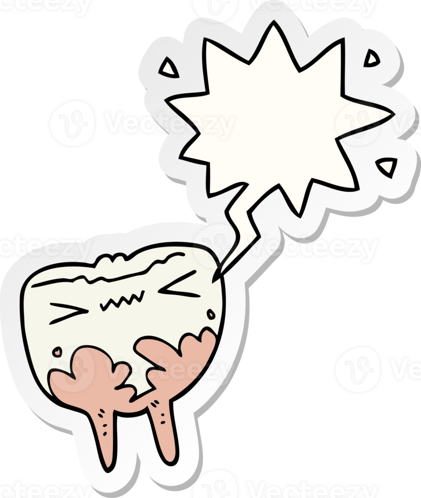 cartoon bad tooth with speech bubble sticker png