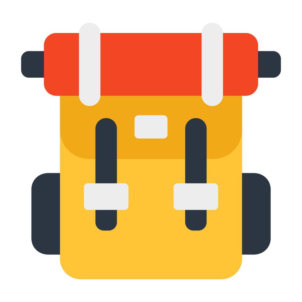 A travel bag accessory icon, flat design of backpack vector