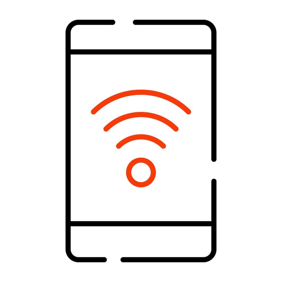 Internet signals inside smartphone, icon of mobile WiFi vector