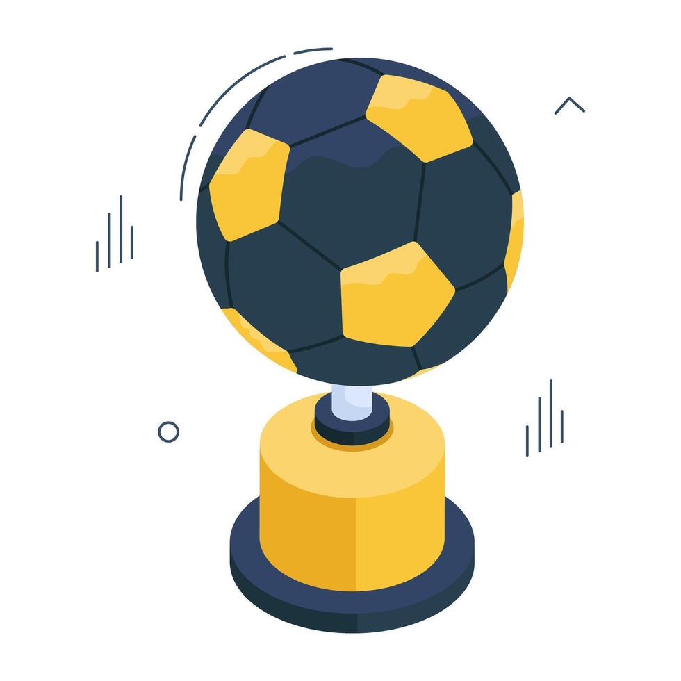 An isometric design icon of football trophy cup vector