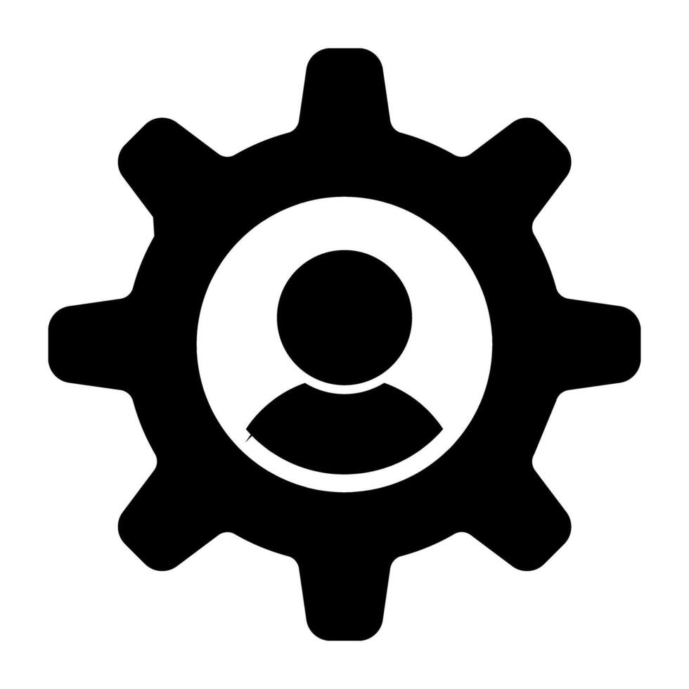 Avatar inside gear, icon of resource management vector