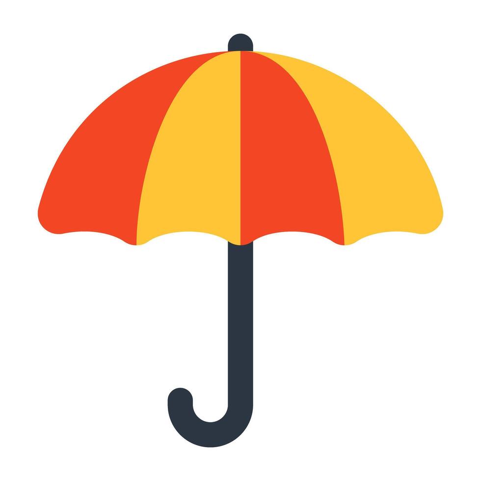 Sunshade protection icon, flat design of umbrella vector
