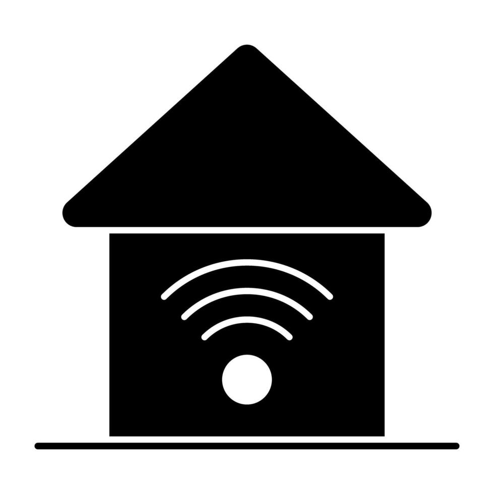Wifi signals with building, icon of smart home vector