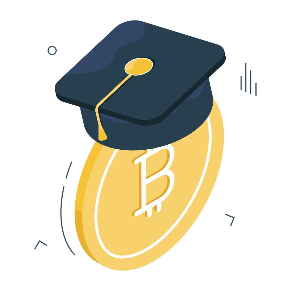 un único diseño icono de bitcoin educación vector