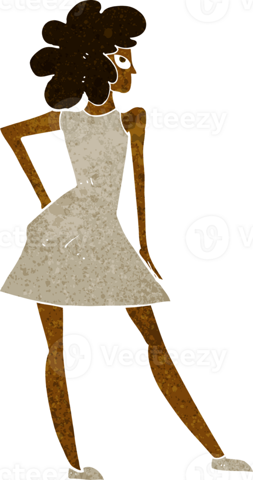 cartoon woman posing in dress png
