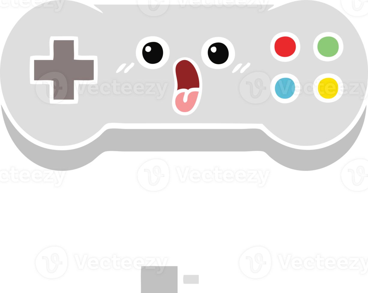 flat color retro cartoon of a game controller png