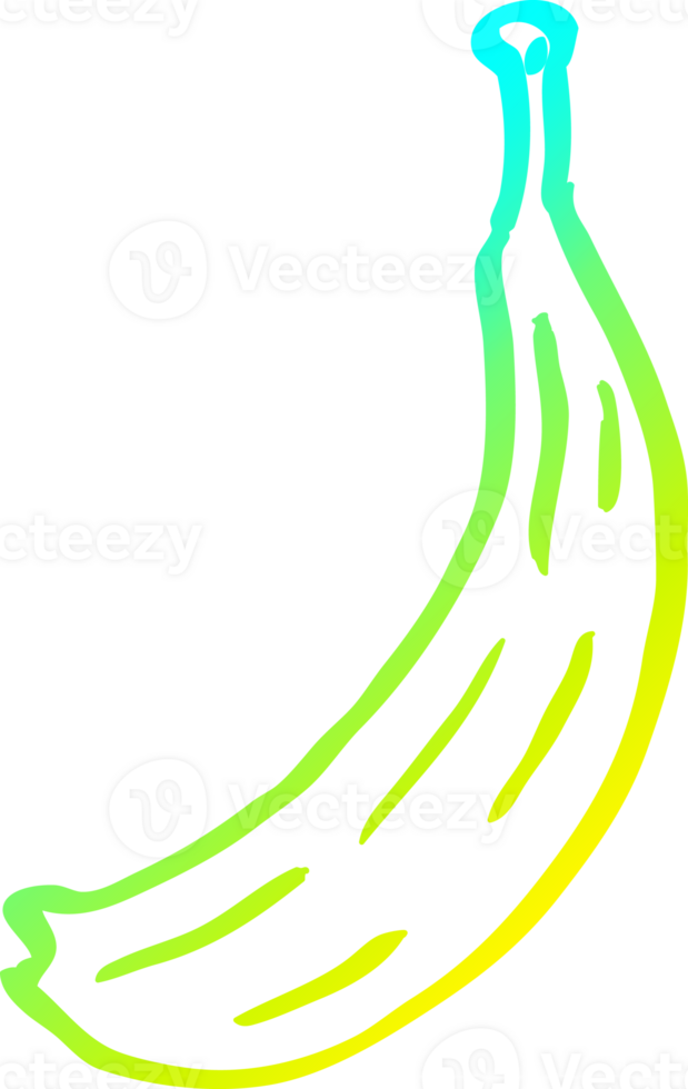 cold gradient line drawing of a cartoon banana png