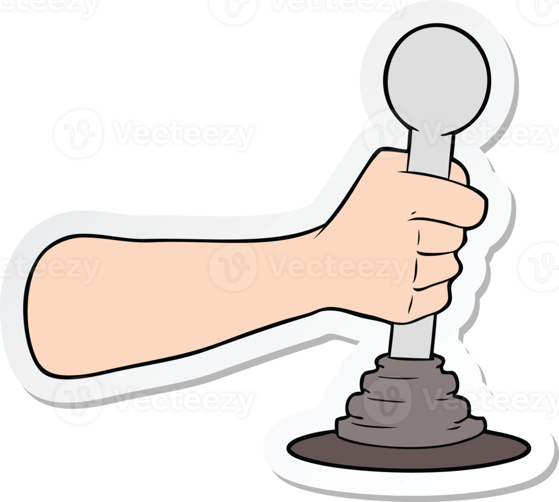 sticker of a cartoon hand pulling lever png