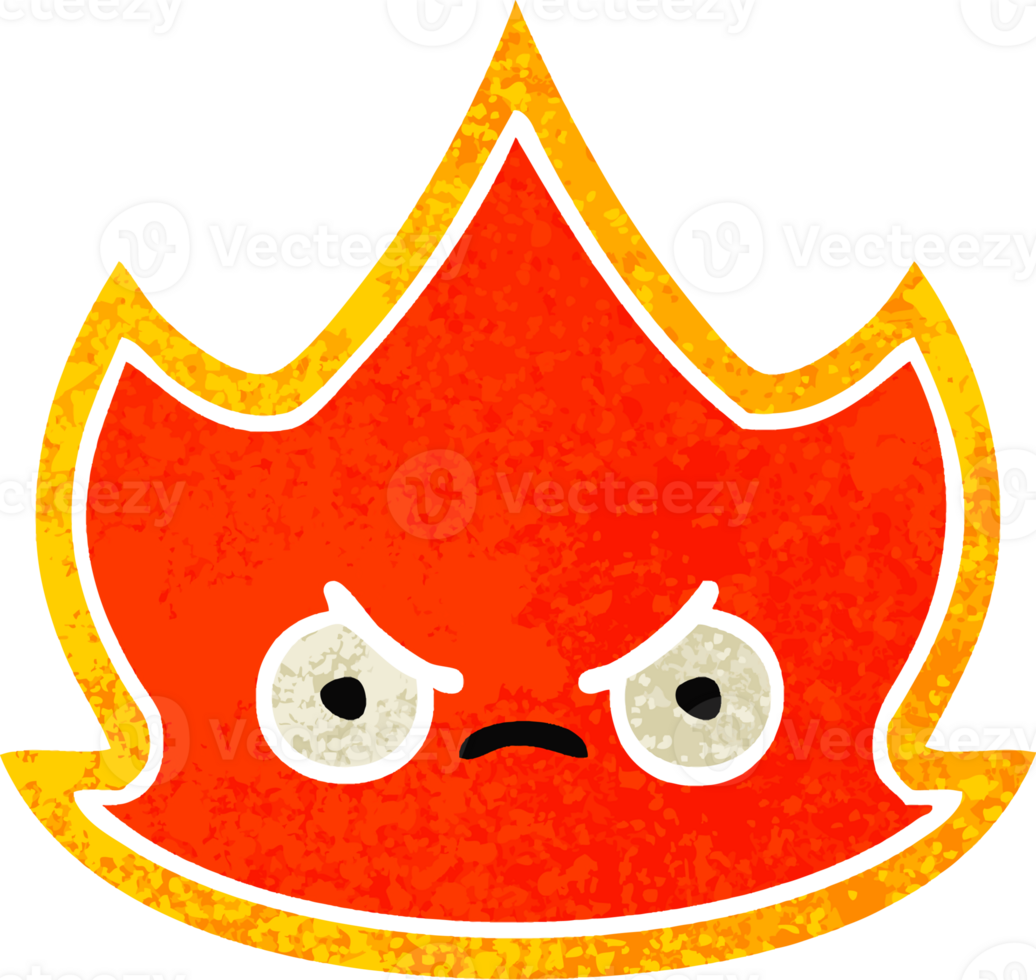 retro illustration style cartoon of a fire png