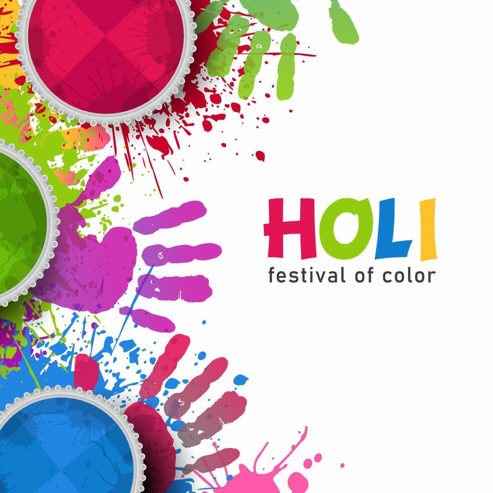 contento holi festival para bandera, fondo, cubrir con vistoso ilustración vector