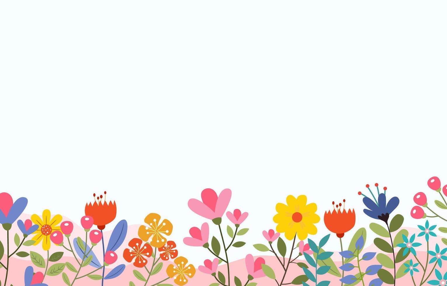 Horizontal white banner with flowers Spring botanical vector