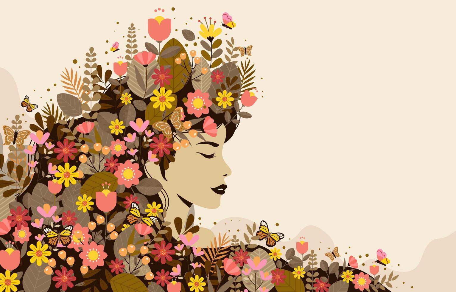 beautiful woman and plant illustration for International Mother Earth Day Background vector