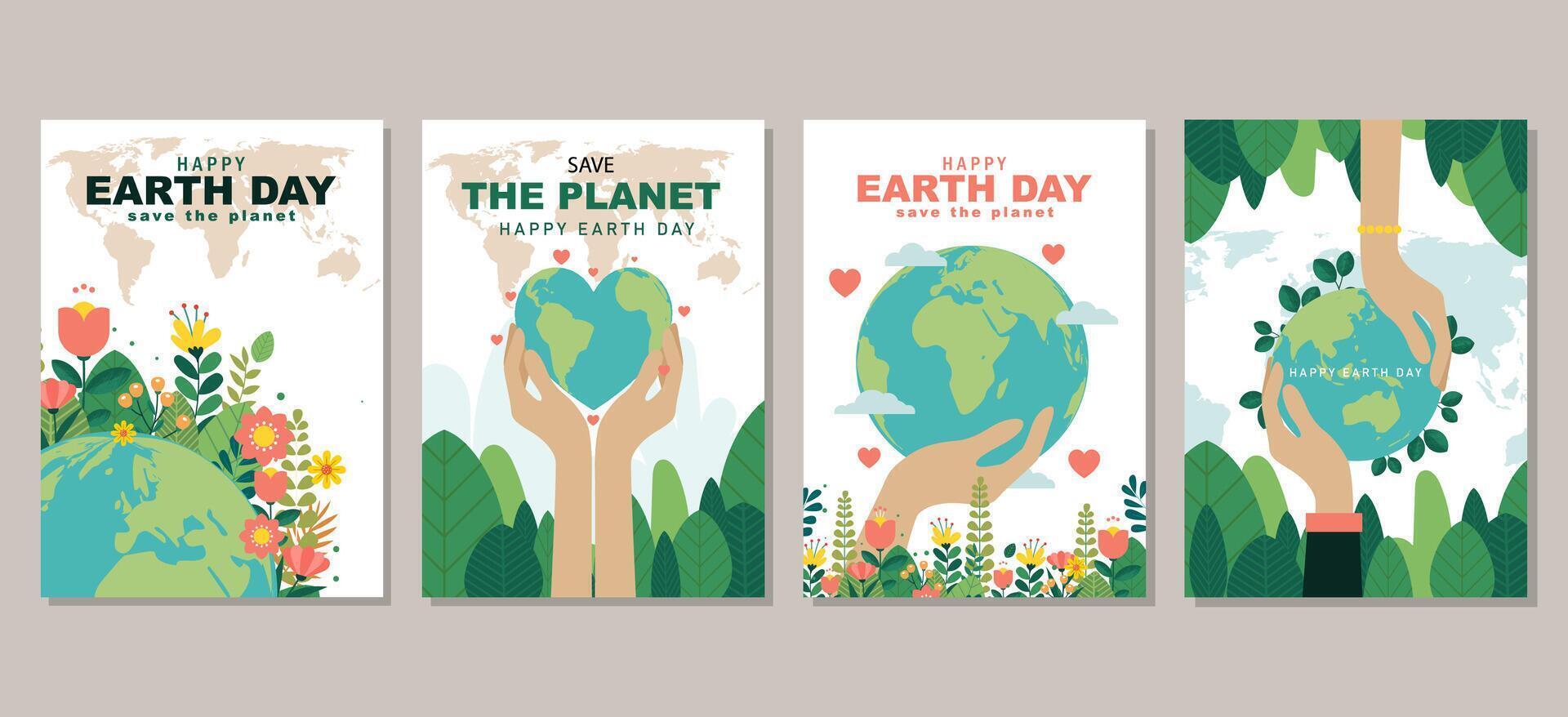 Earth day poster collection for graphic and web design  business marketing and print material vector