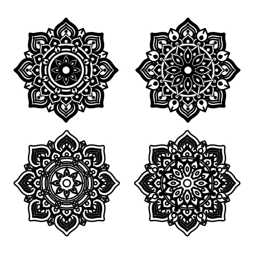 hermosa conjunto de mandala ornamento para antecedentes vector