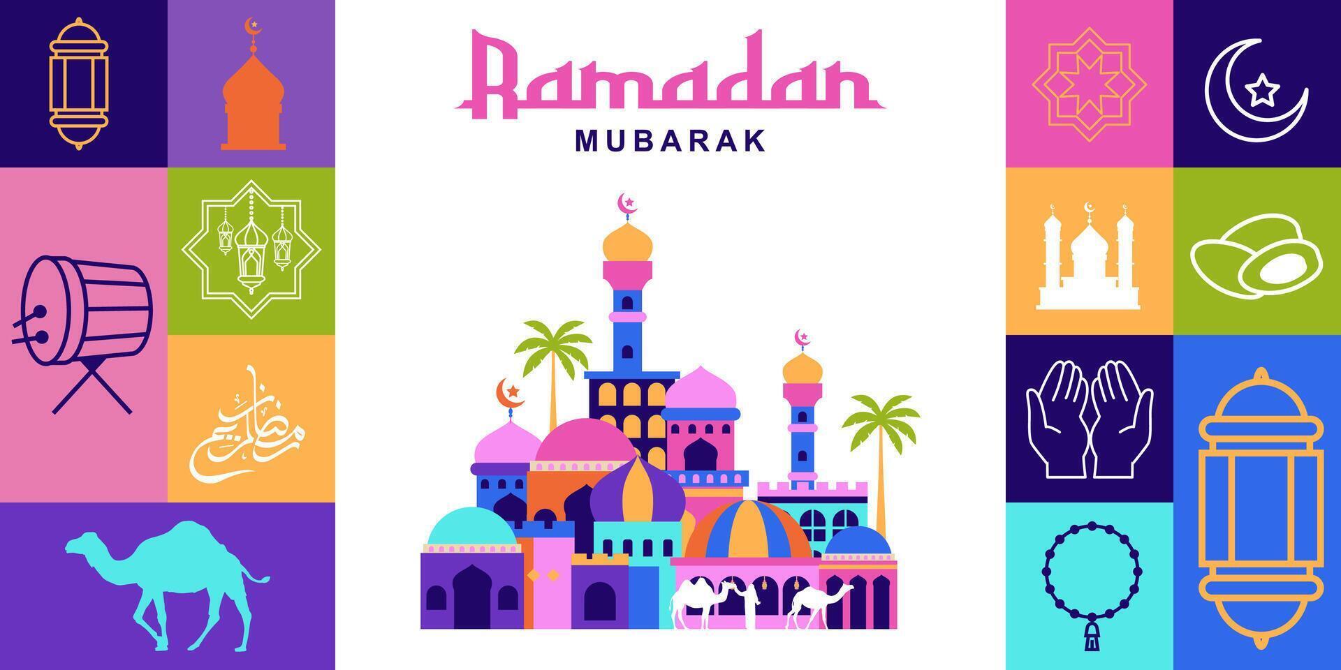 Ramadán kareem antecedentes. islámico saludo tarjeta modelo con Ramadán para fondo de pantalla diseño. vector