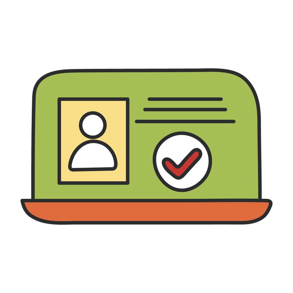 A colored design icon of online registration vector