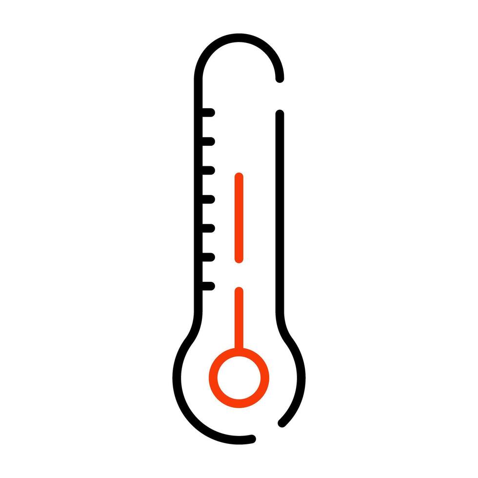 A temperature gauge icon, solid design of thermometer vector