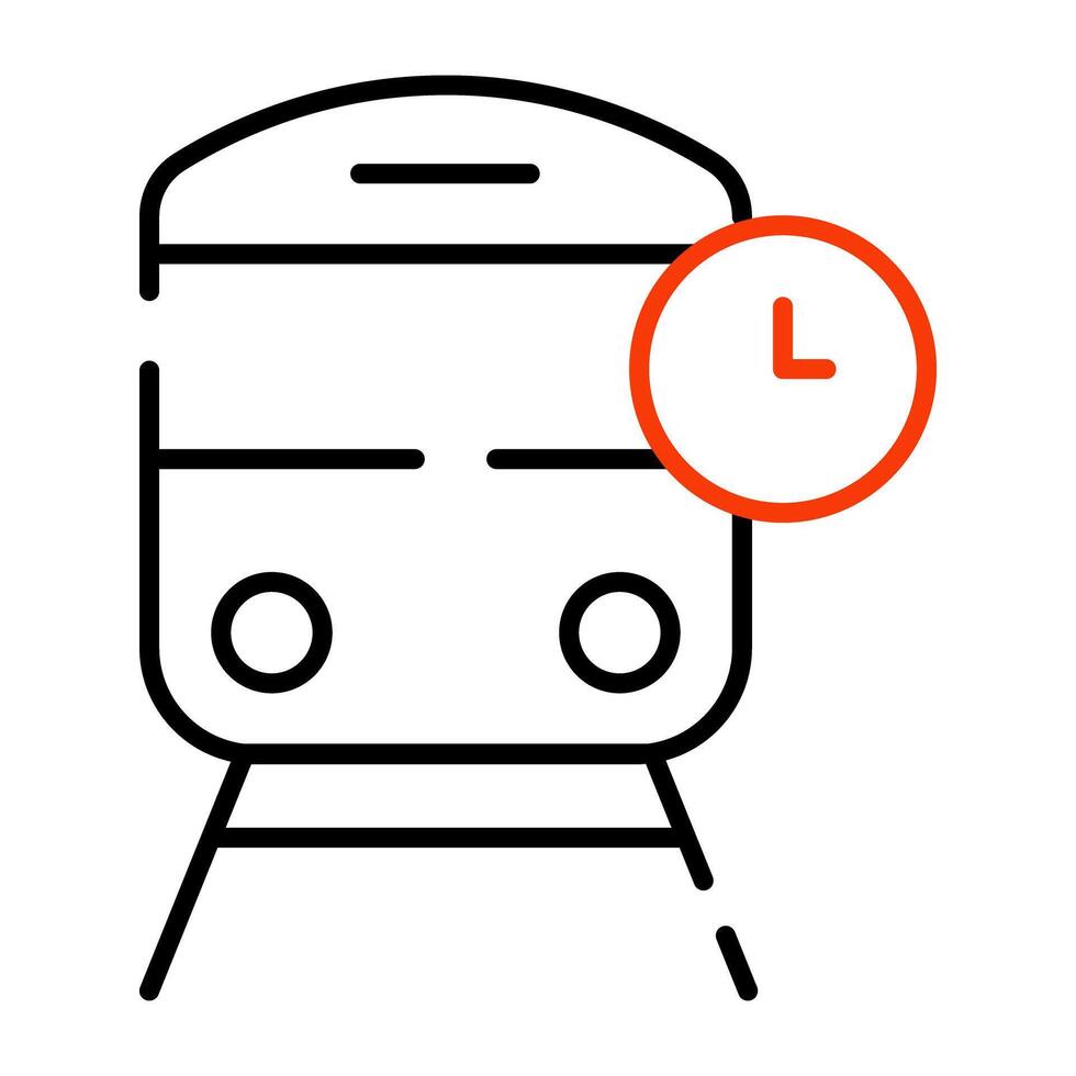 Clock with rail showing concept of train time vector