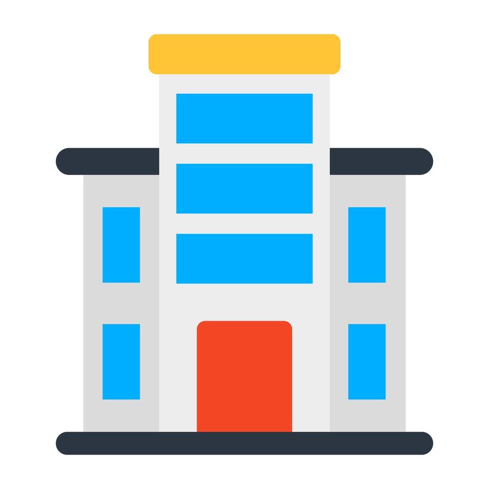 A high rise building icon in flat design vector