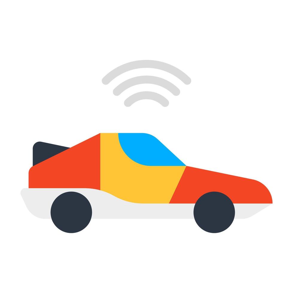 Wifi signals with automobile, concept of smart car vector
