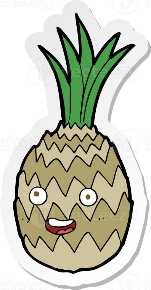 sticker of a cartoon happy pineapple png