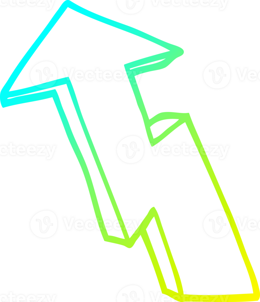 cold gradient line drawing of a cartoon growth arrow png