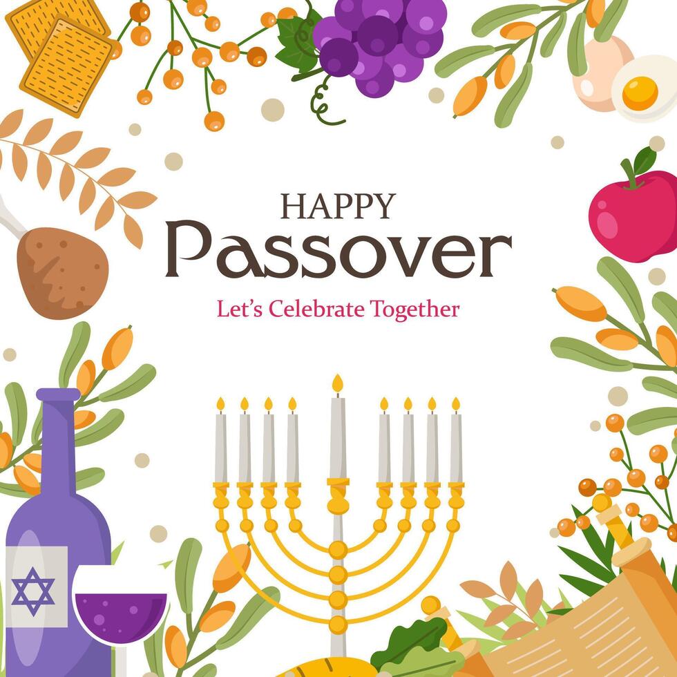 happy passover card template for greeting card  fashion  commercial  banner, cover, social media vector