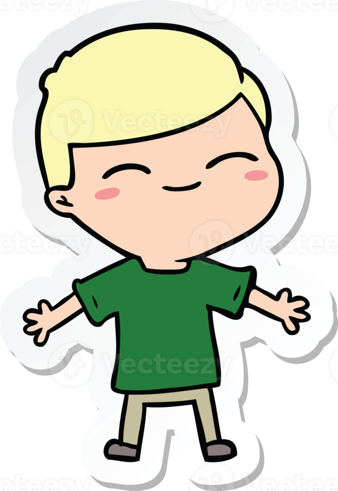 sticker of a cartoon smiling boy png