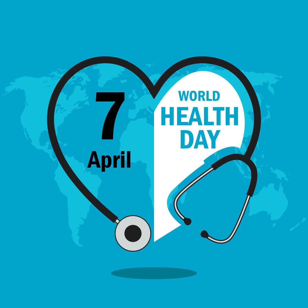 World Health Day with heart and stethoscope design vector