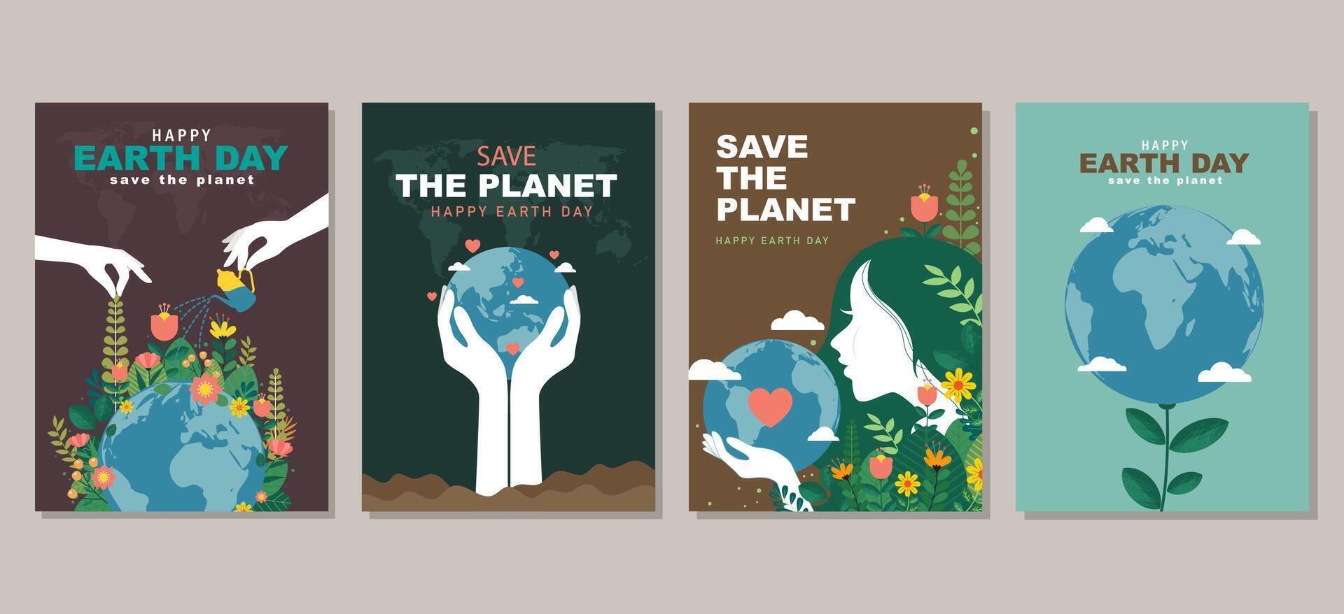 Earth day poster collection for graphic and web design  business marketing and print material vector